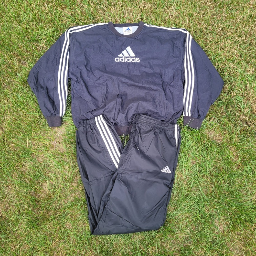 Vintage 90s Adidas Tracksuit Men Large Windbreaker Pullover Set Jacket Pants
